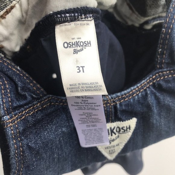 Oshkosh B’Gosh Vestbak Overall Dress Navy Tulle Gold Sparkle Polka Dot Size 3T - Picture 4 of 5